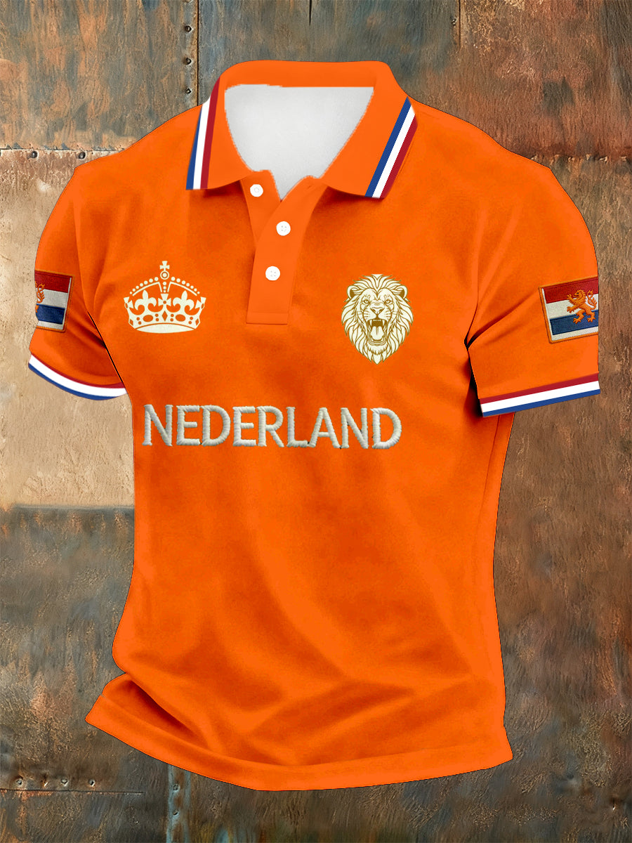 Poloshirt met Nederlandse koningsdag voor heren