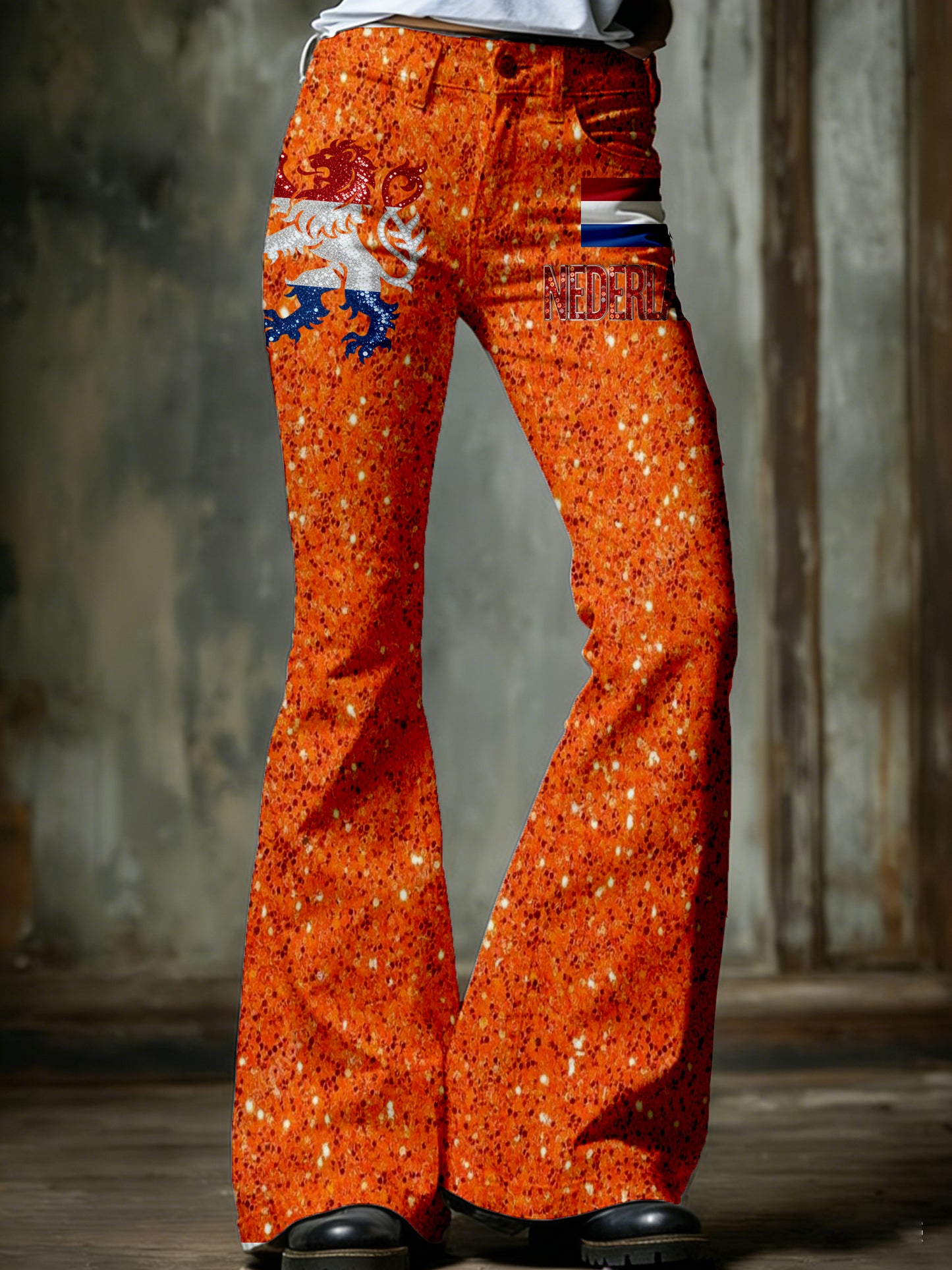 Dames Nederlandse Koningsdag Print Brede Broeken