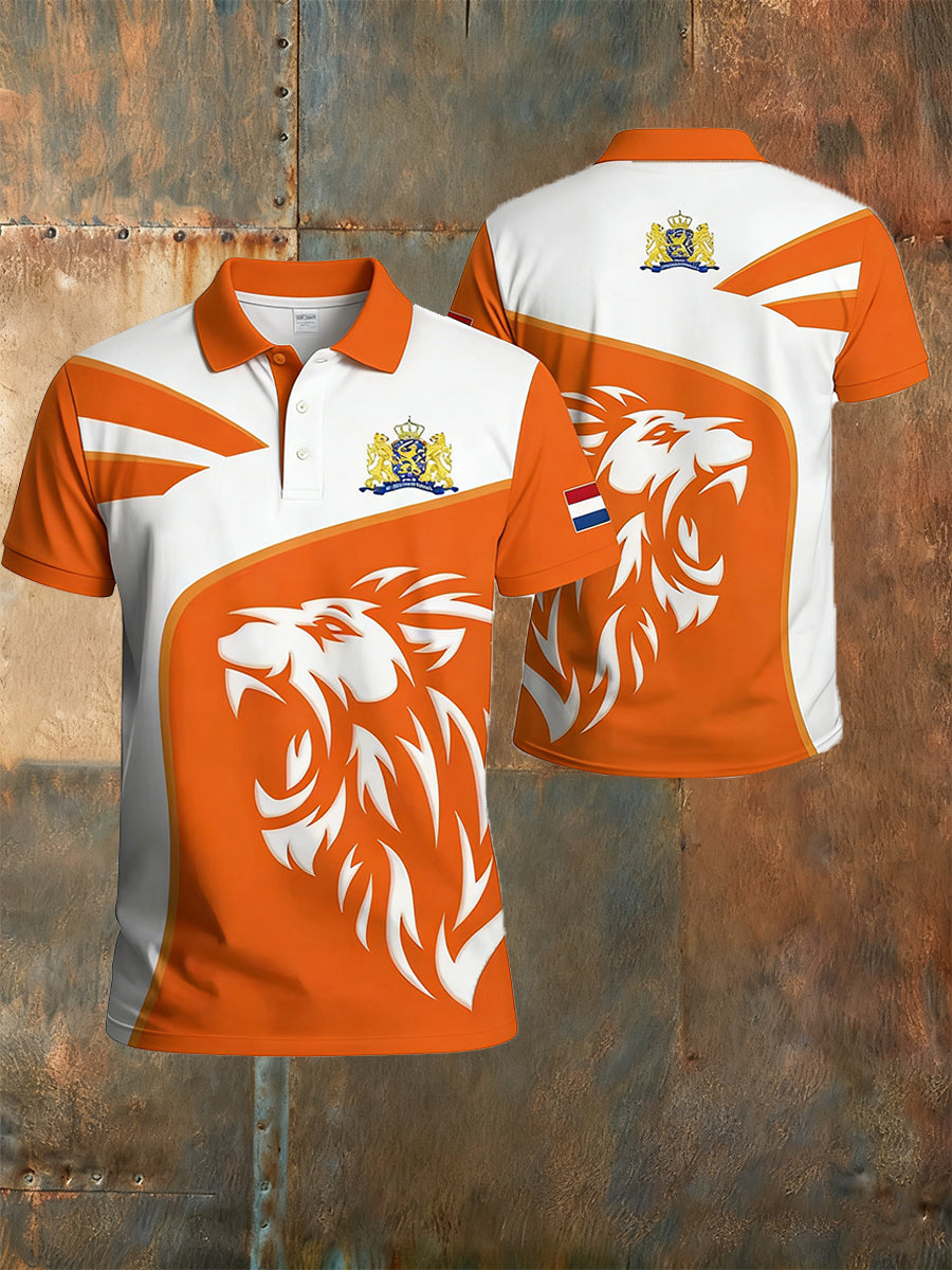 Poloshirt met Nederlandse koningsdag voor heren