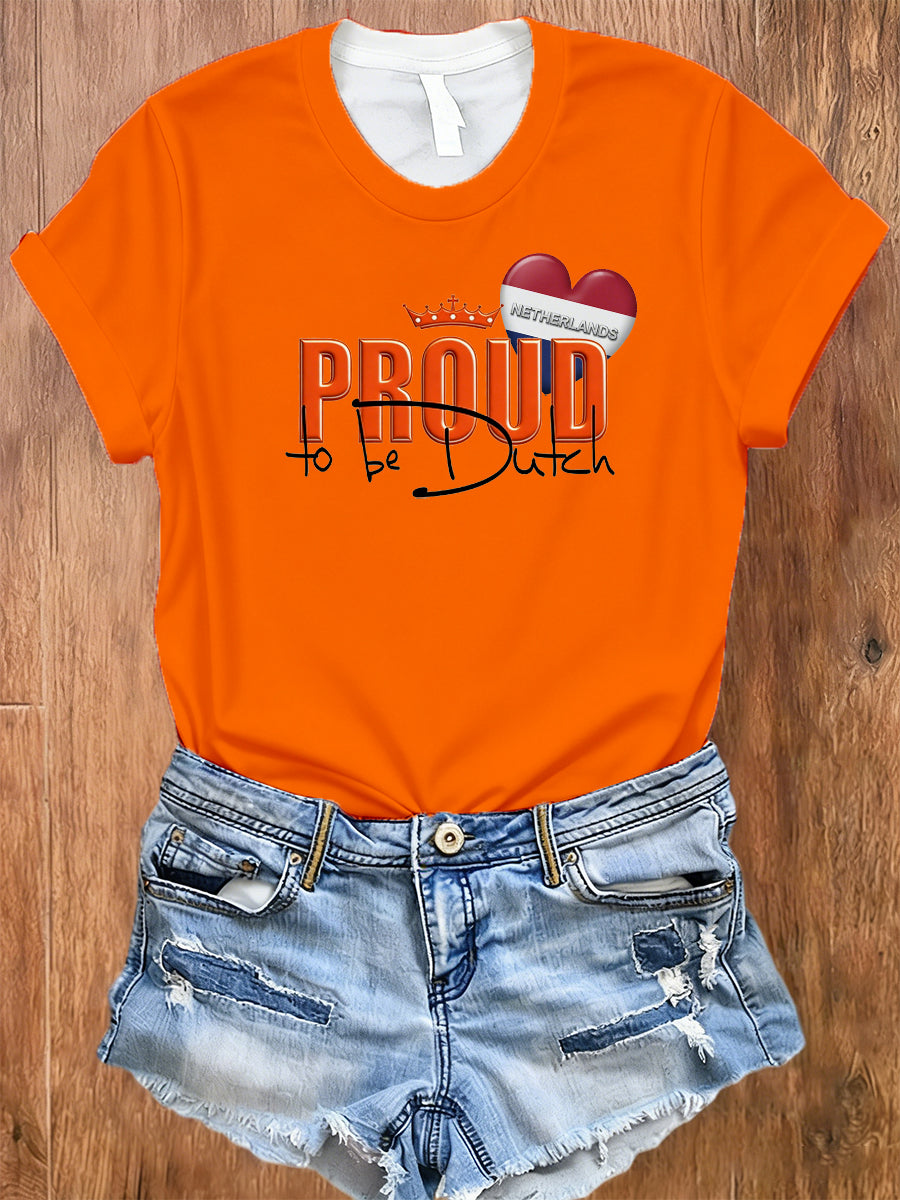 Dames Nederlandse Koningsdag print T-shirt