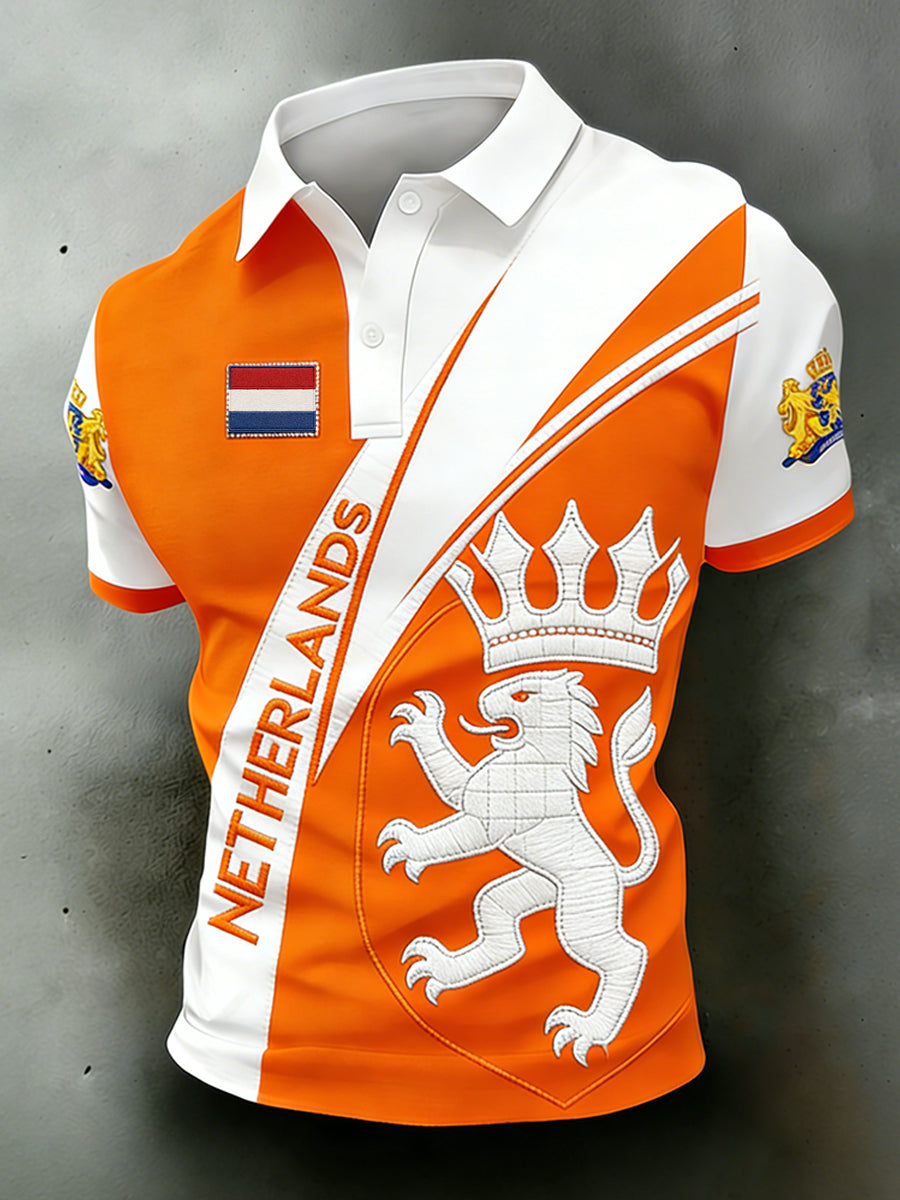 Herenpolo met Koningsdagprint
