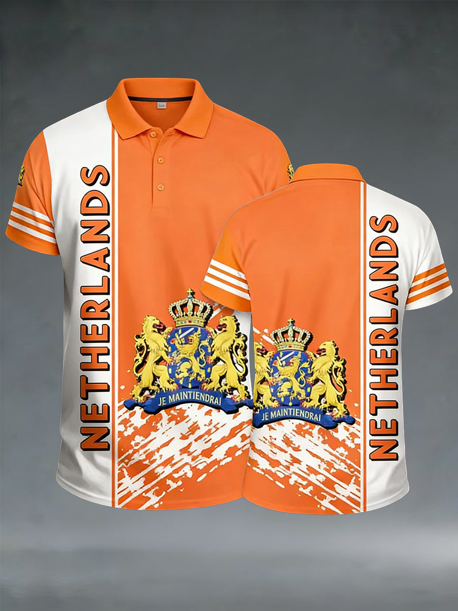 Poloshirt met Nederlandse koningsdag voor heren