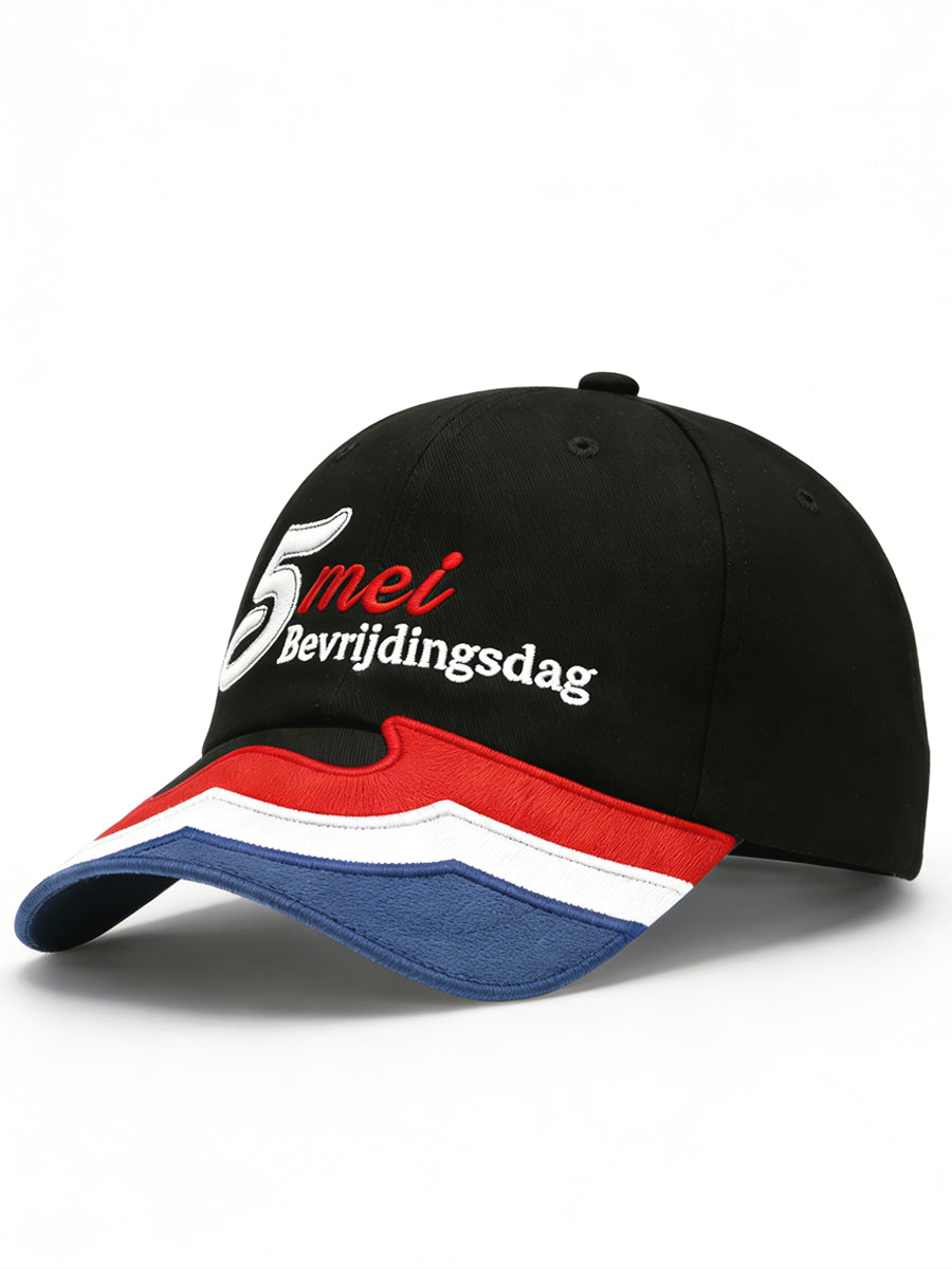 Nederlandse Vlag Bevrijdingsdag Print Zwarte Casual Hoed