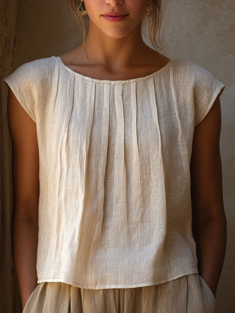 Eenvoudig effen linnenshirt voor dames