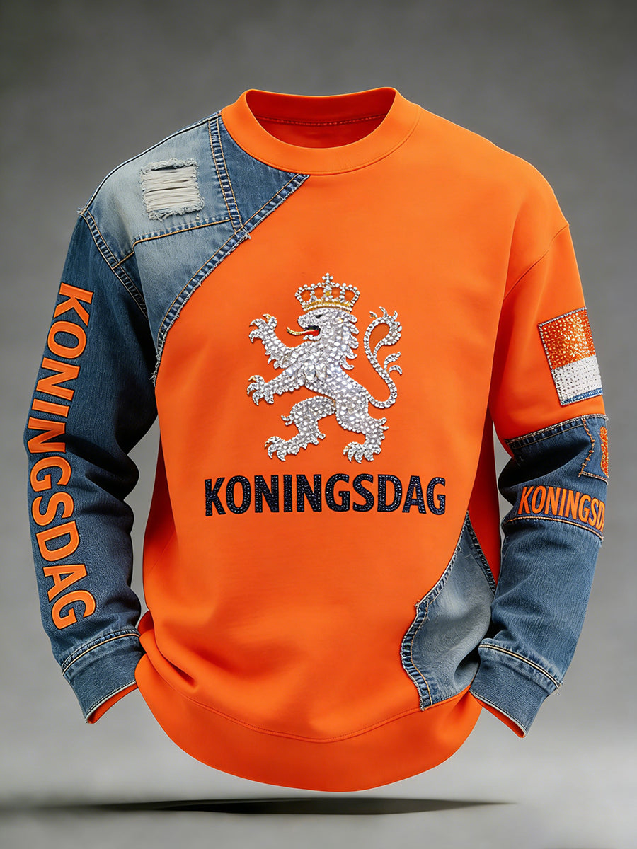 Vintage casual sweatshirt voor de viering van Koningsdag in Nederland