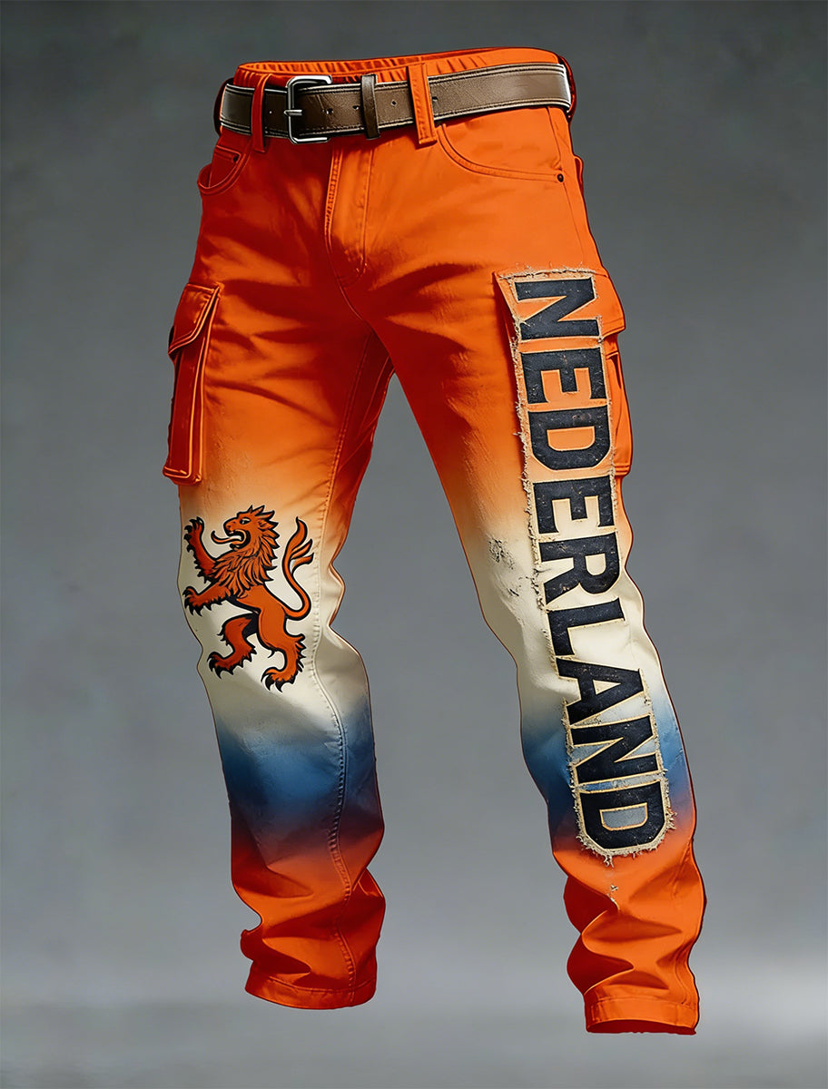 Casual broeken met koningsdagprint voor heren