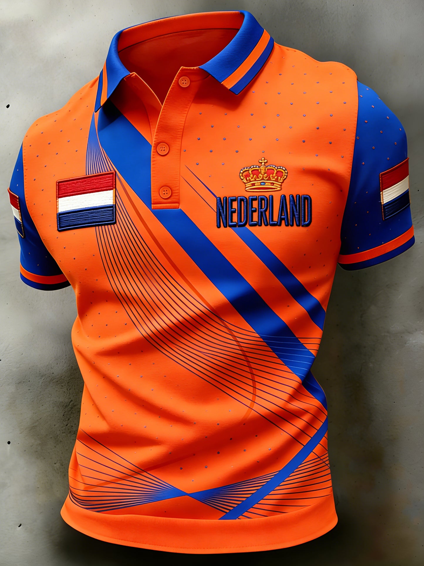 Poloshirt met koningsdagprint voor heren