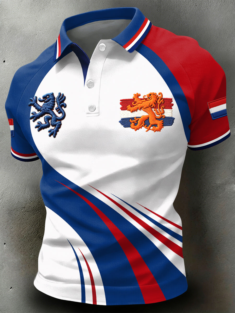 Retro King's Day artistiek casual poloshirt