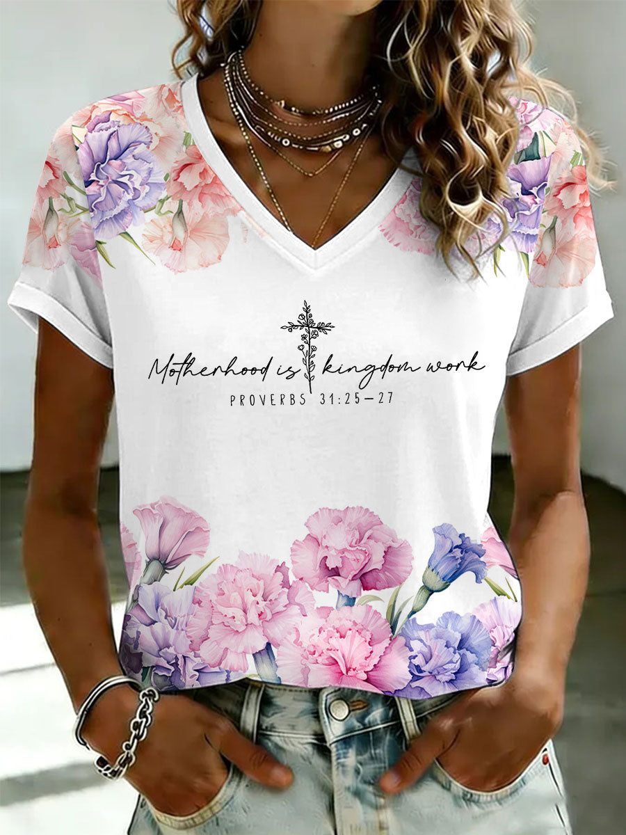 Dames 'Moederschap is Koninkrijkswerk' bedrukt casual t-shirt