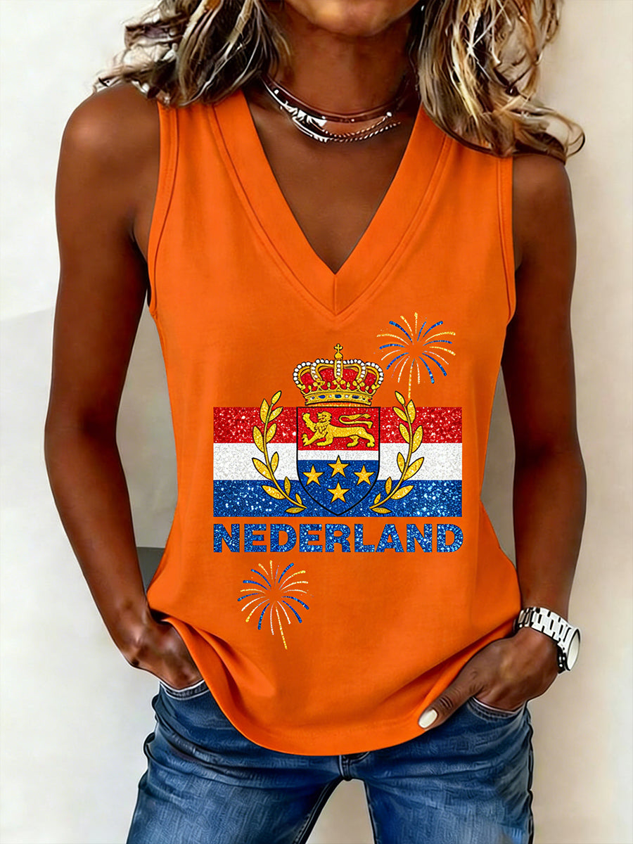 Dames koningsdag element Vest met V-hals