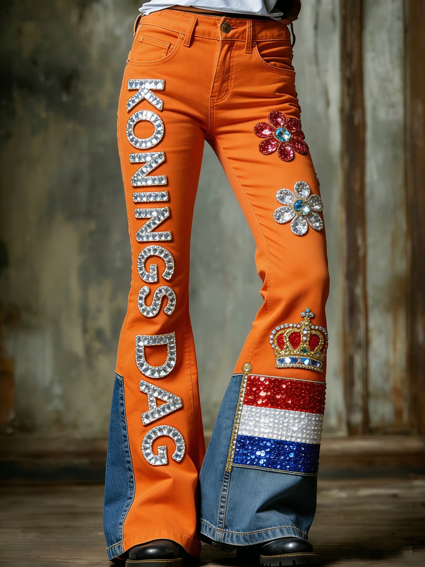 Damesbroeken met koningsdagprint
