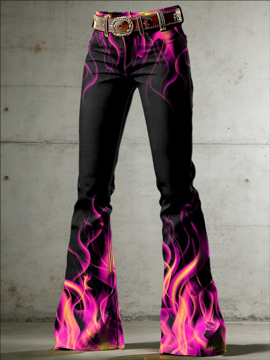 Dames Flame Art Print Uitlopende broek