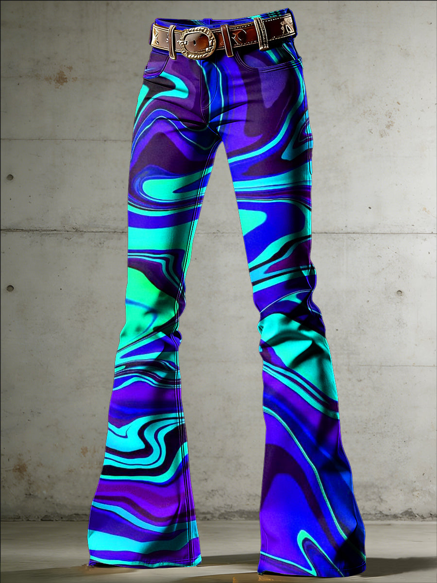 Psychedelische damesbroek met aflopende print