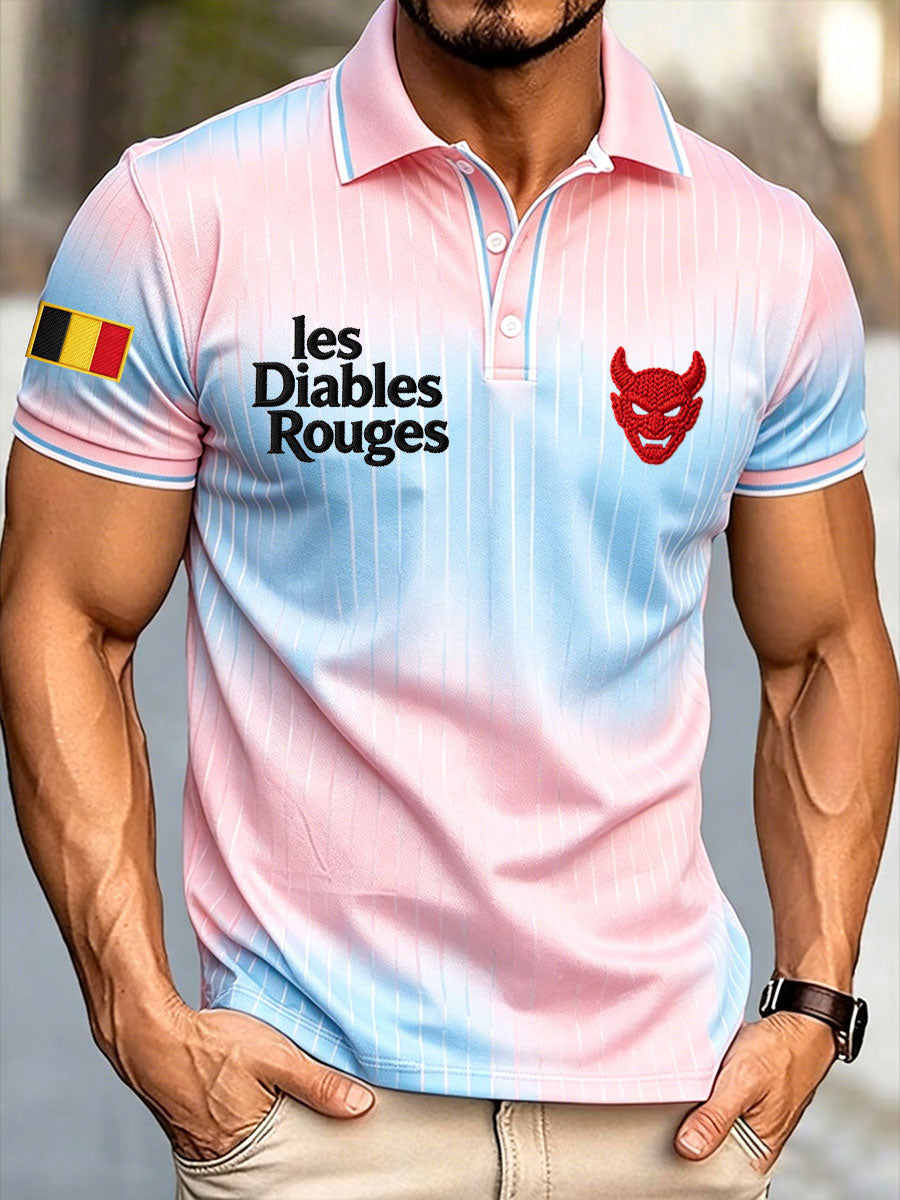 Heren België Voetbal liefhebber Les Diables Rouges Geprint Casual Tops