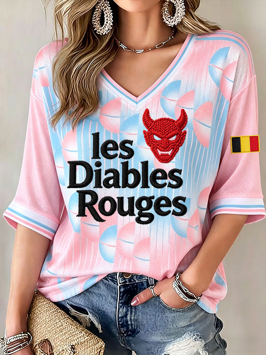 Belguim voetballiefhebbers voor dames Les Diables Rouges geprinte tops