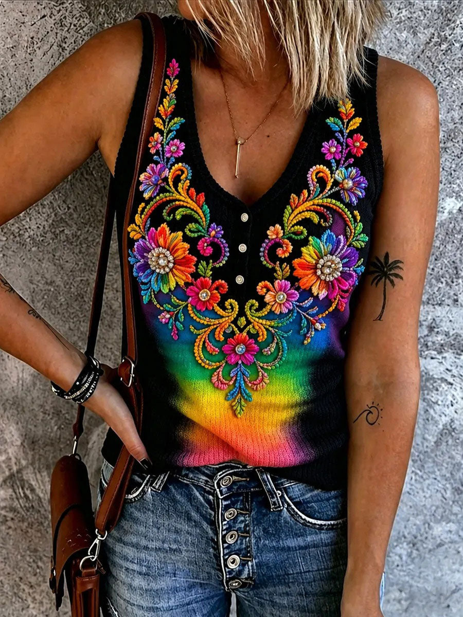 Damesvest met regenboogprint, casual