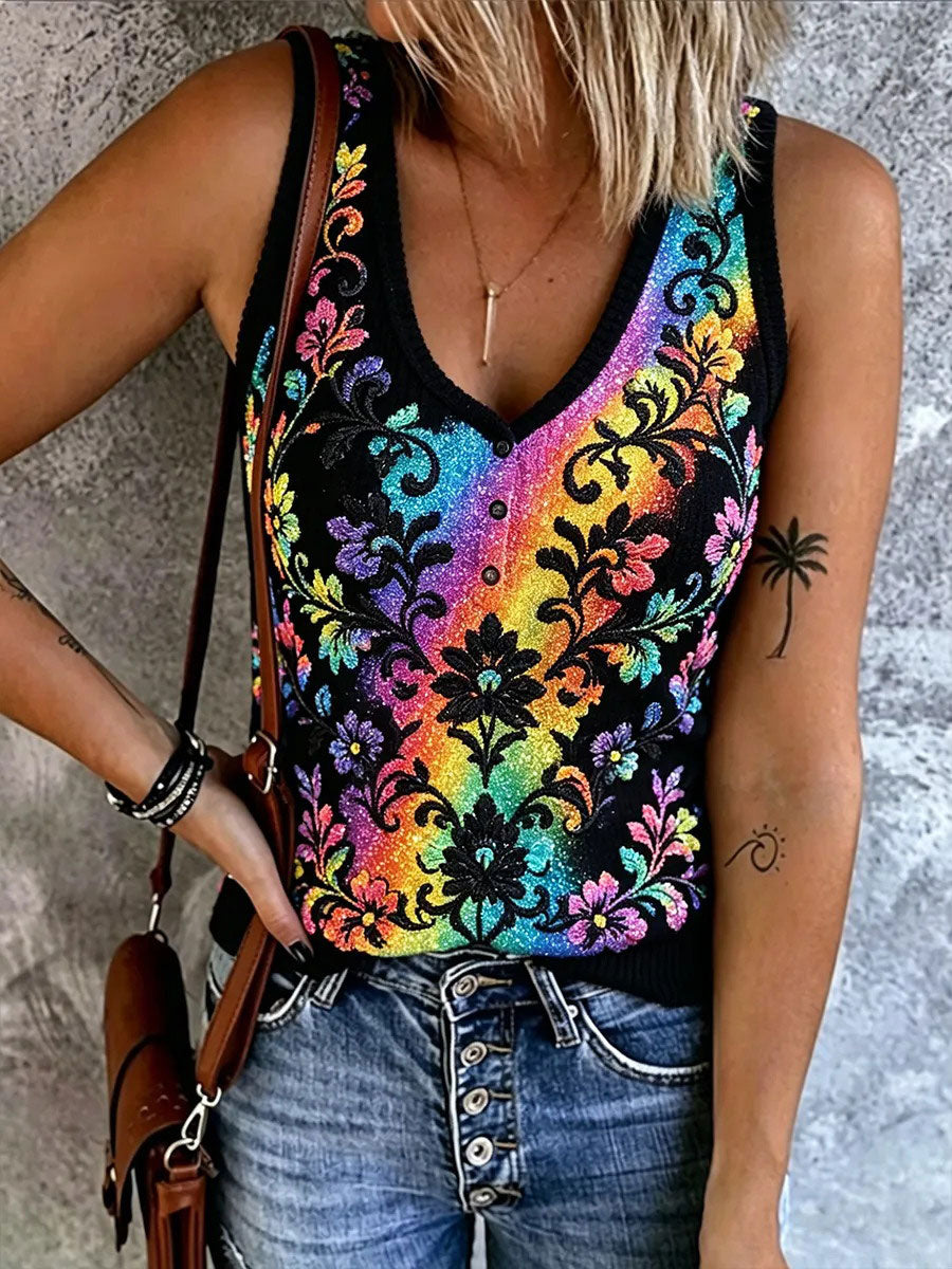 Damesvest met regenboogprint, casual
