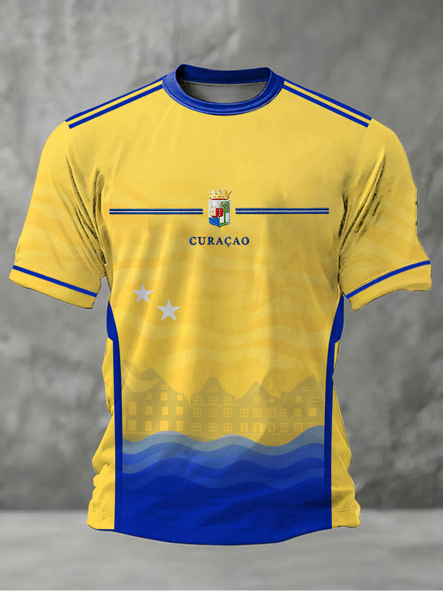 Heren Curaçao-print casual t-shirt