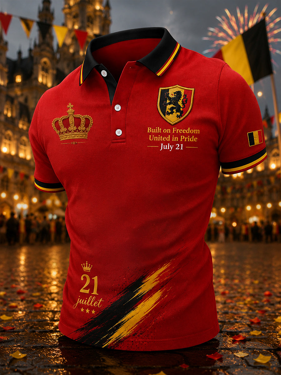 Herenpoloshirt met korte mouwen, thema Nationale Dag