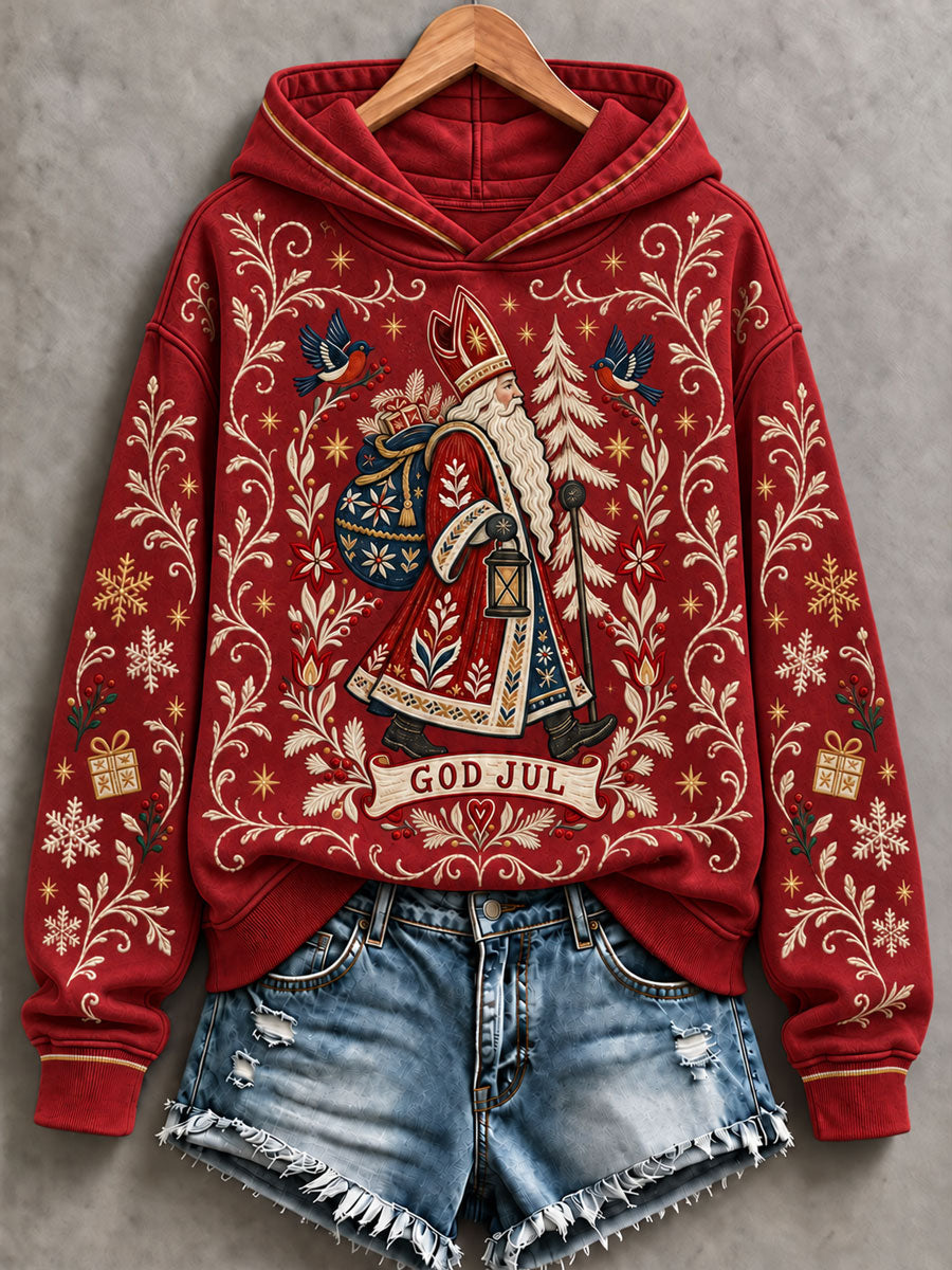 Dames 'God Jul' kerstprint casual hoodie
