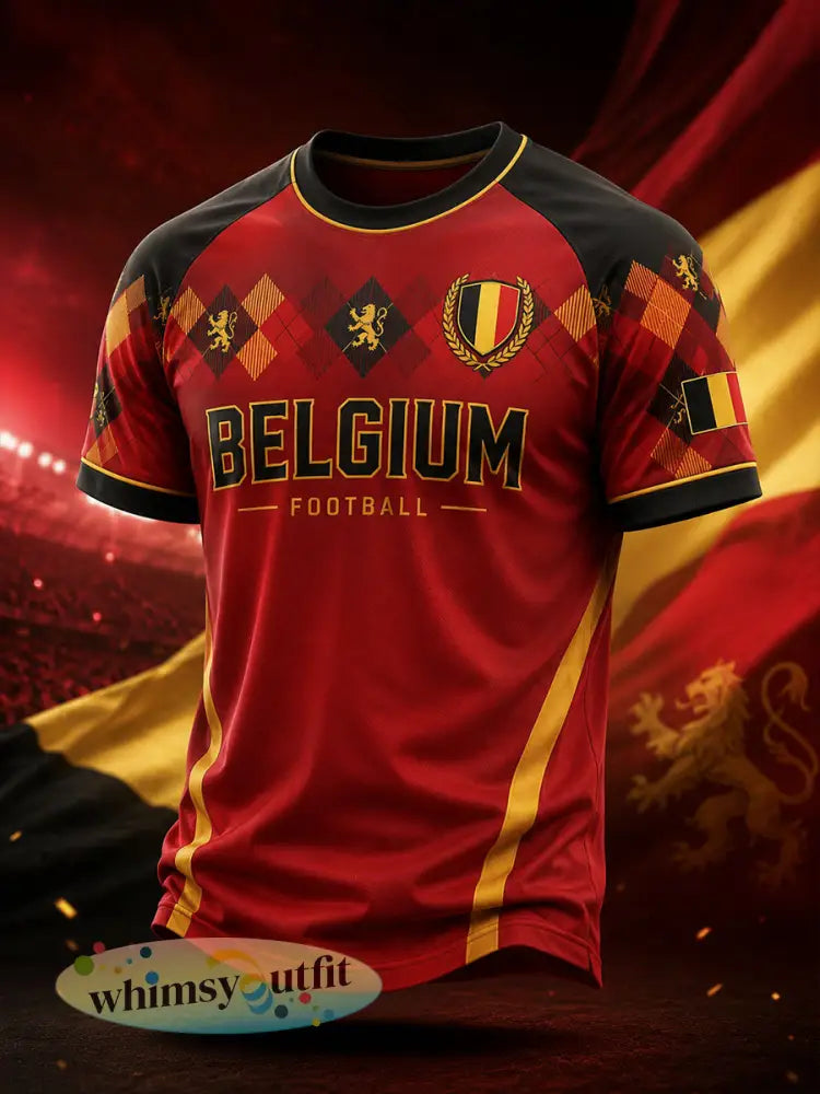 T-shirt voor heren met korte raglanmouwen en voetbalprint - A / S