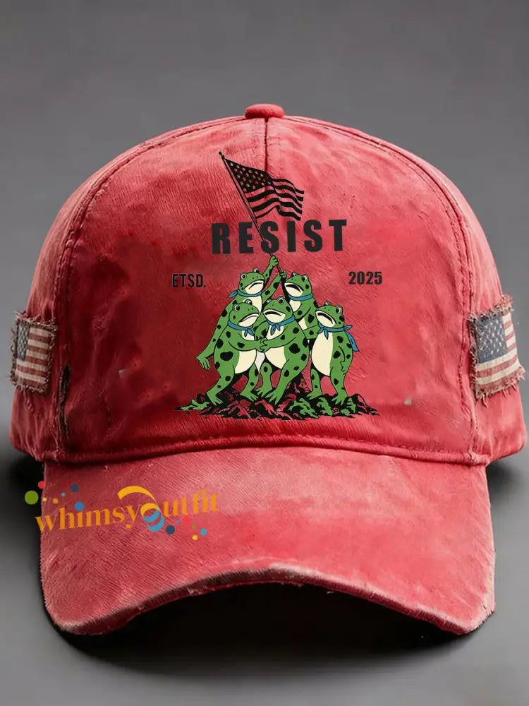 Unisex Frog Resist Print Hat Red / ONE