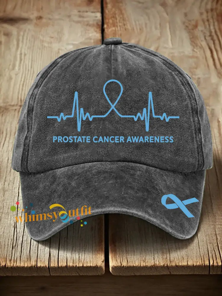 Unisex Prostate Cancer Awareness Print Washed Hat Gray / ONE
