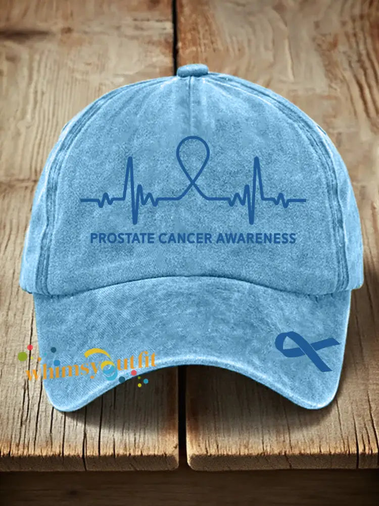 Unisex Prostate Cancer Awareness Print Washed Hat Light Blue / ONE