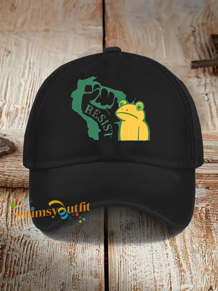 Unisex Resist Frog Print Hat Black / ONE