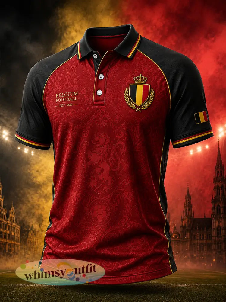 Voetbalthema – bedrukt poloshirt met raglanmouwen en korte mouwen - A / S