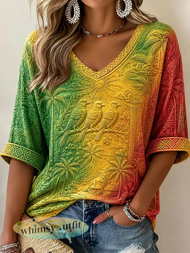 Vrouwen Elk klein ding gaat het goed met print Casual T-shirt - als foto / S