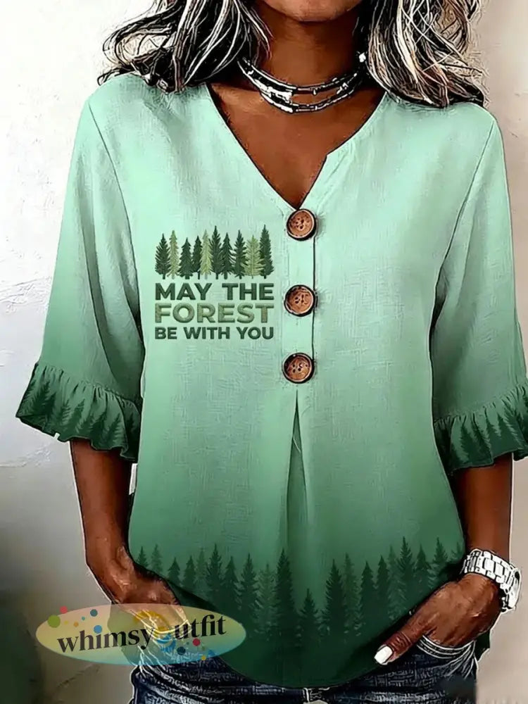 Vrouwen Mag het bos zijn met u T-shirt - Groen / S