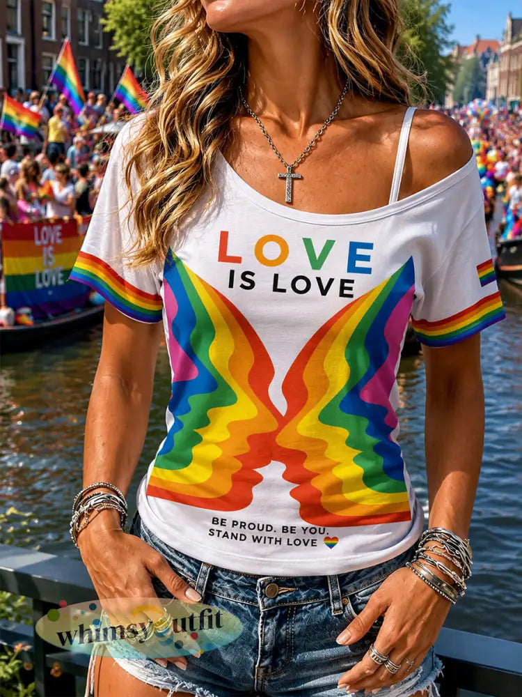 Vrouwenpride-maandprint hemdje met korte mouwen - A / S