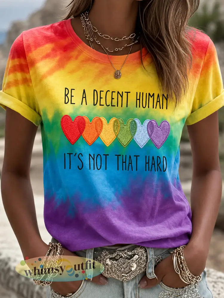 Vrouwenprijdkampagne: WEES EEN DECENTE MENS HET IS NIET MOEILIJK T-shirt met korte mouwen - als foto / S