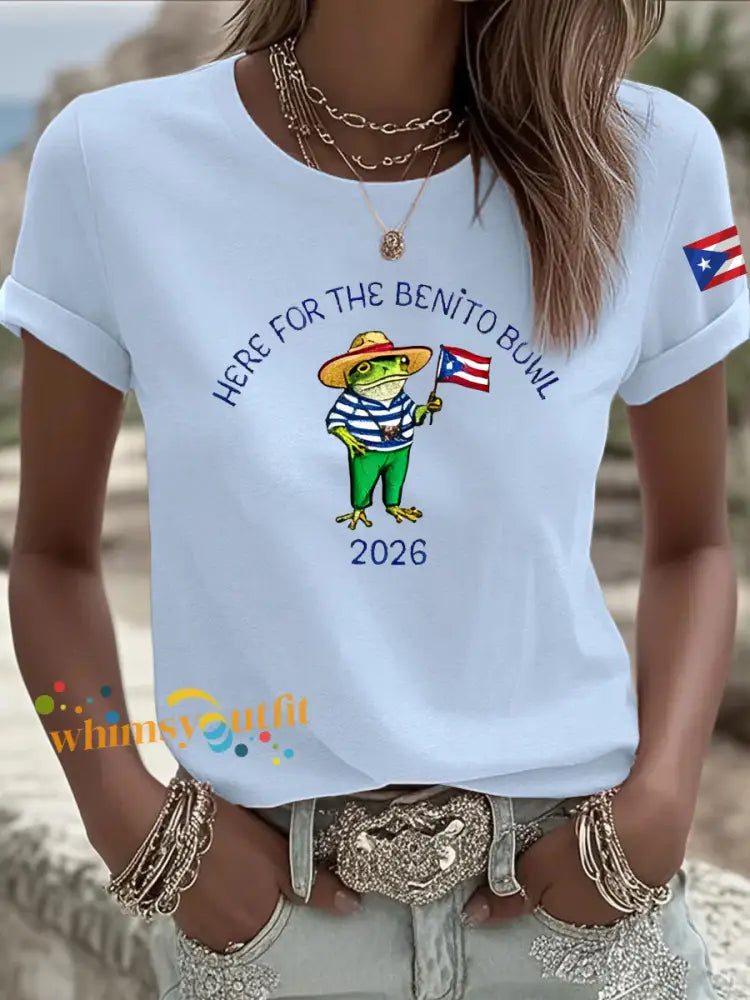 Women’s Benito Bunny Super Bowl 2026 and Frog Puerto Rican Flag Shirt Sky Blue / S