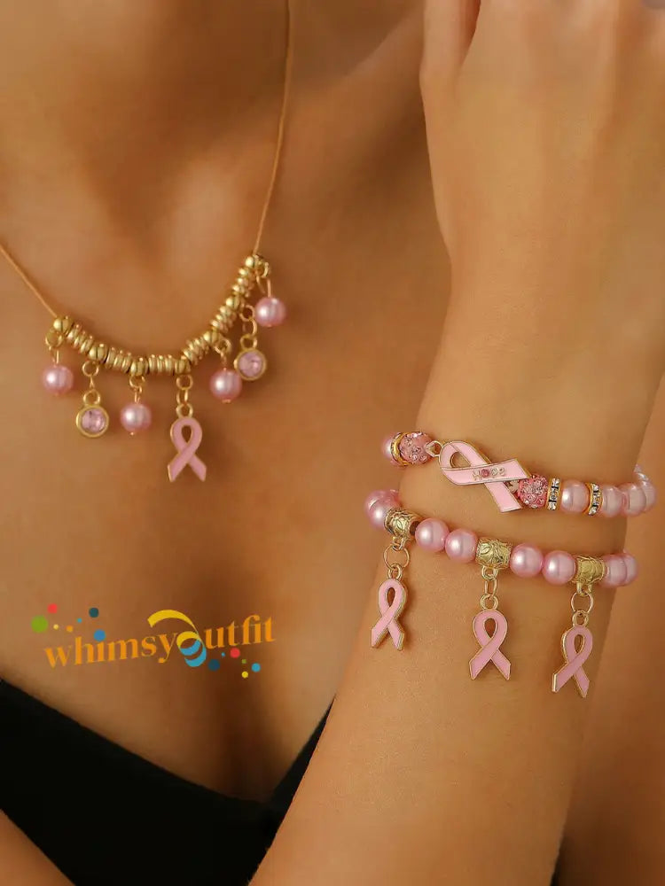 Women’s Breast Cancer Awareness Pink Ribbon Accessories Light Brown / ONE