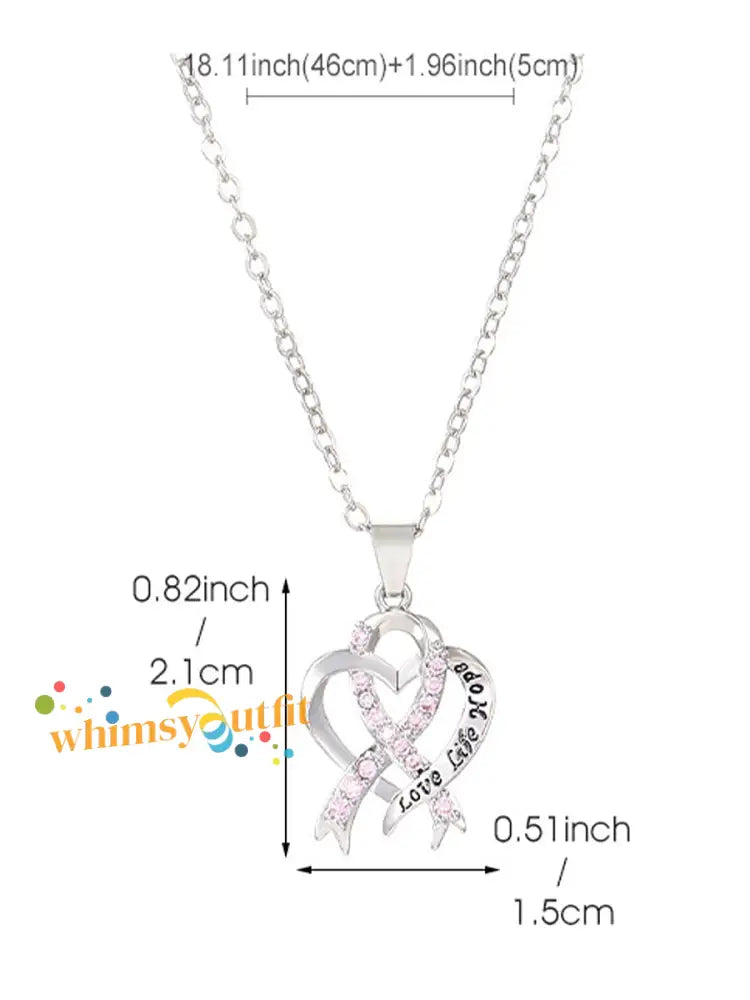 Women’s Breast Cancer Awareness Pink Ribbon Necklace As picture / ONE