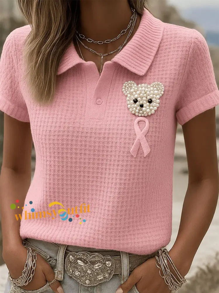 Women’s Breast Cancer Bear Shirt Pink / S
