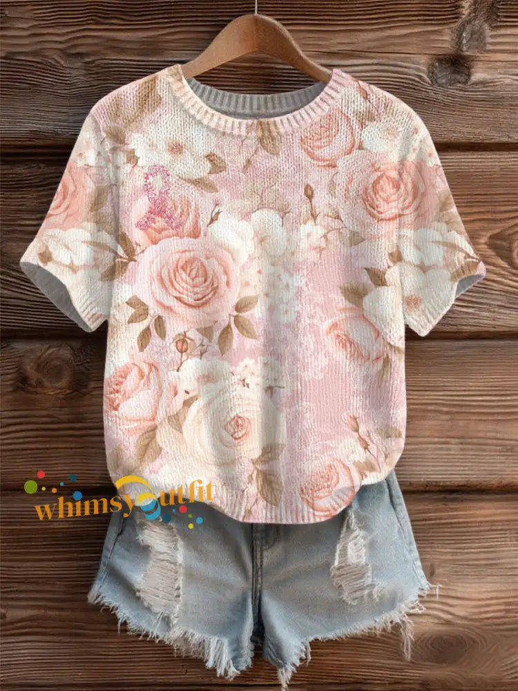 Women’s Breast Cancer Pink Cozy Knit Sweater As picture / S