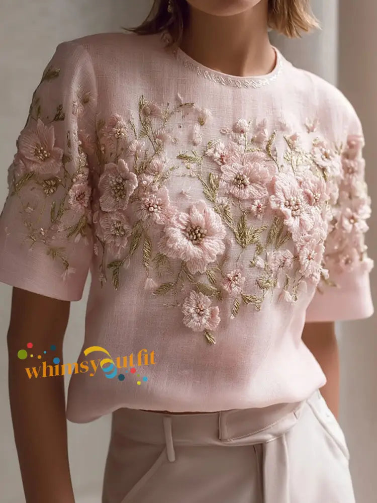 Women’s Breast Cancer Pink Floral Tops Pink / S