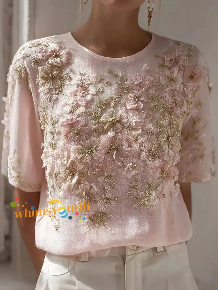 Women’s Breast Cancer Pink Floral Tops Pink / S