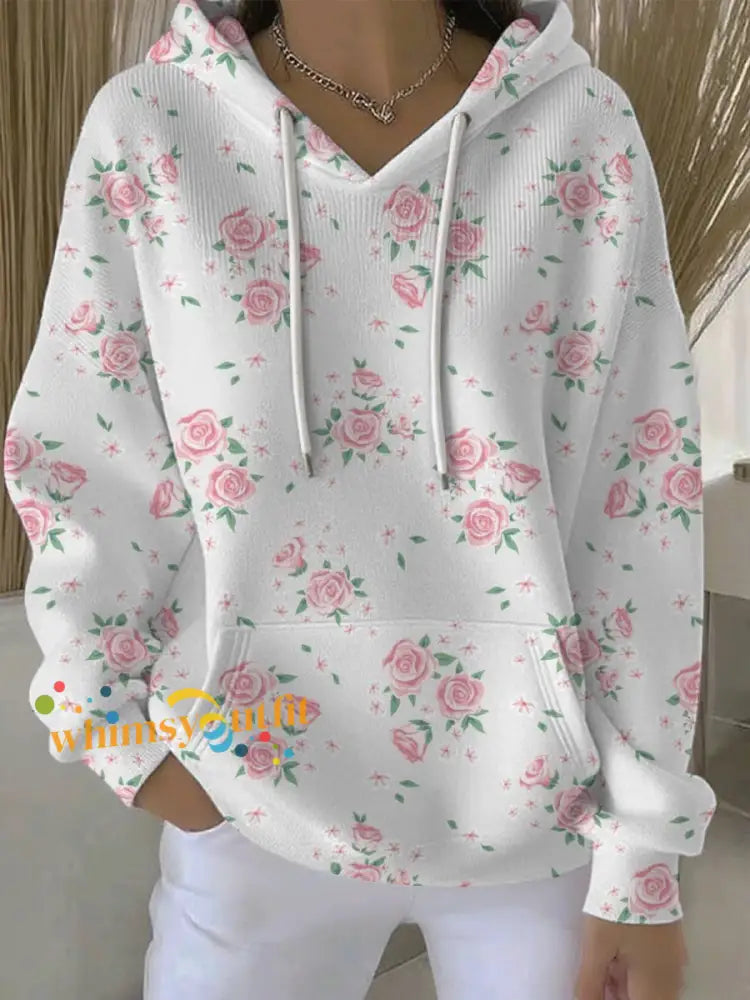 Women’s Breast Cancer Pink Print Casual Hoodie As picture / S