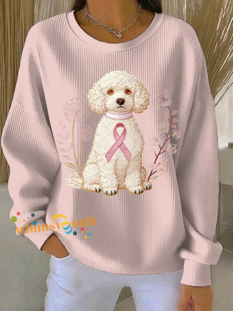 Women’s Breast Cancer Pink Print Casual Sweatshirt Pink / S