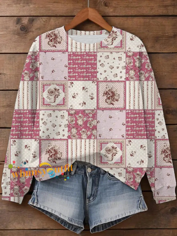 Women’s Breast Cancer Print Sweatshirt As picture / S