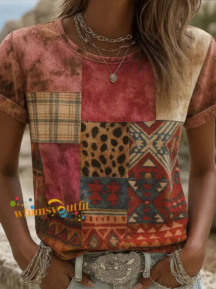 Women’s Breast Cancer Ribbon Animal Print Cotton T-Shirt A / S