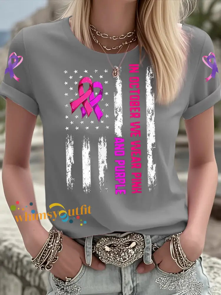 Women’s Breast Cancer short sleeved T shirt Gray / S