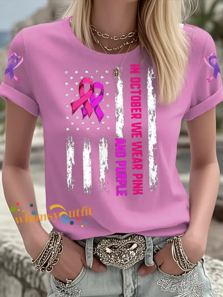 Women’s Breast Cancer short sleeved T shirt Pink / S