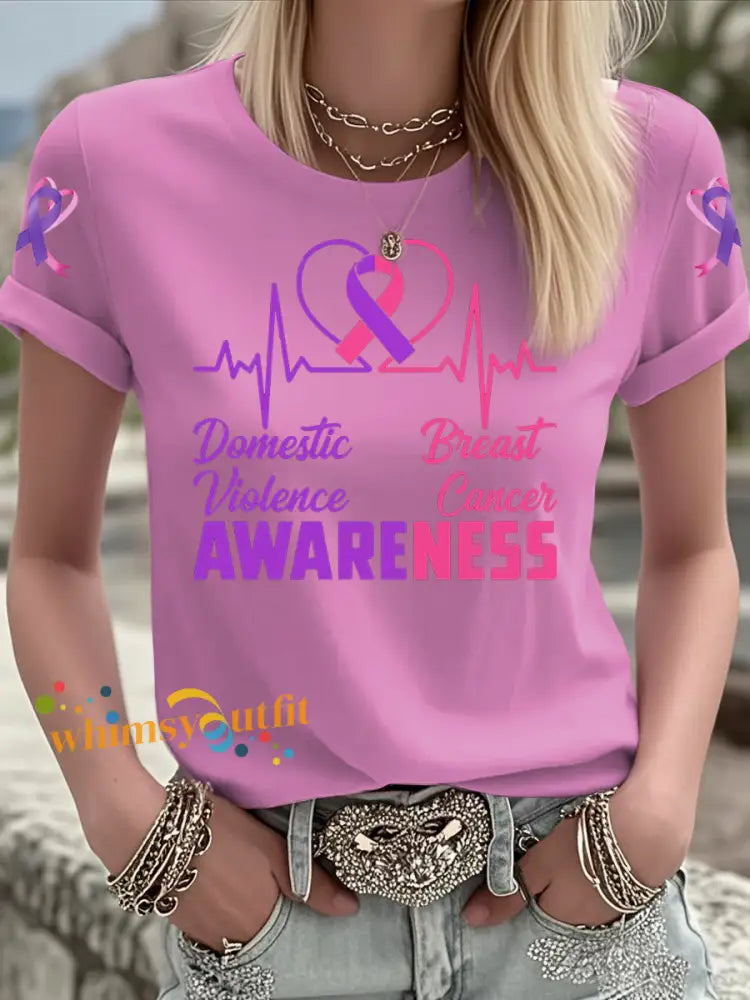 Women’s Breast Cancer short sleeved T shirt Pink / S