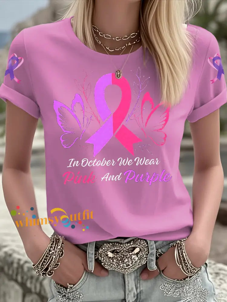 Women’s Breast Cancer short sleeved T shirt Pink / S