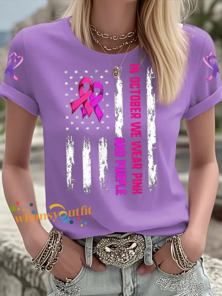 Women’s Breast Cancer short sleeved T shirt Purple / S